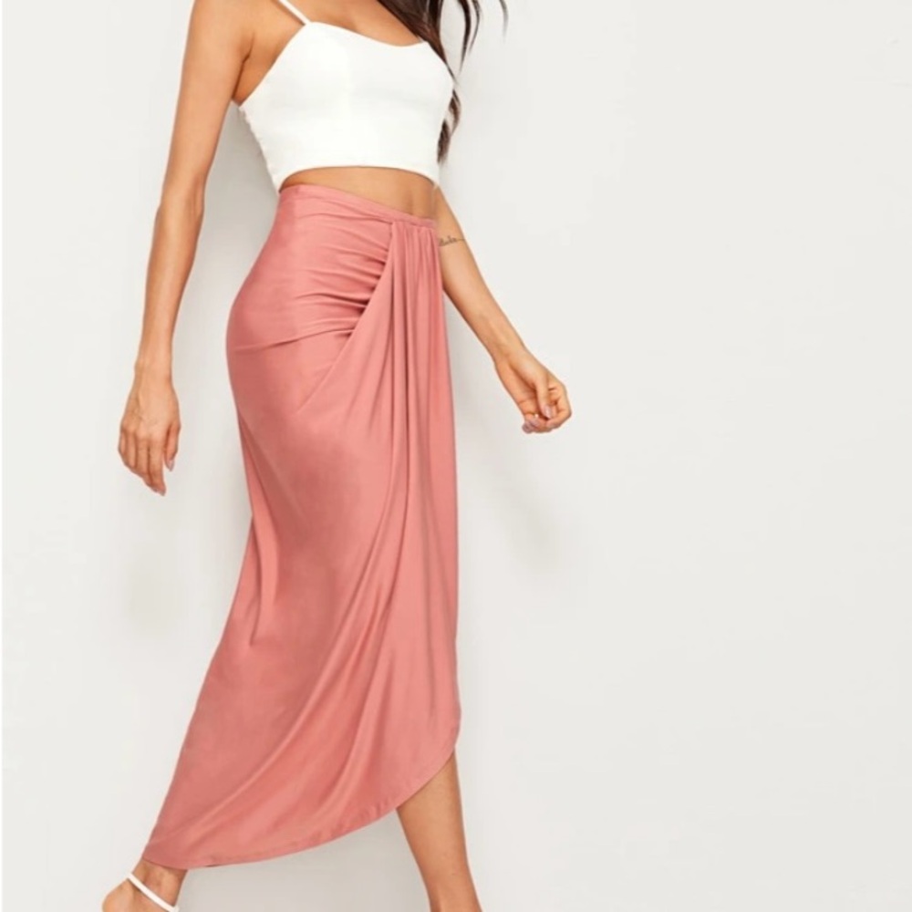 SHEIN coral draped skirt
